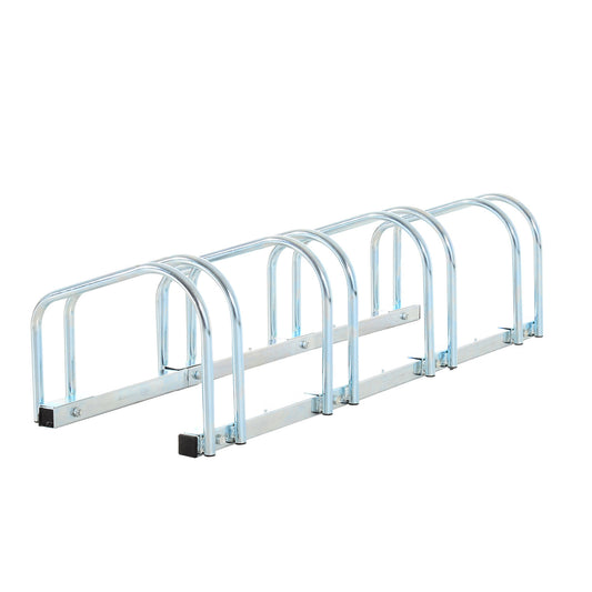 HOMCOM 4-Bike Floor Bike Stand-Silver