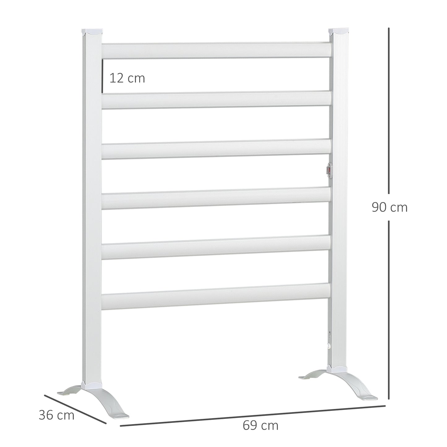 HOMCOM Electric Towel Warmer, 6 Bar Aluminum Heated Towel Rail, Silver