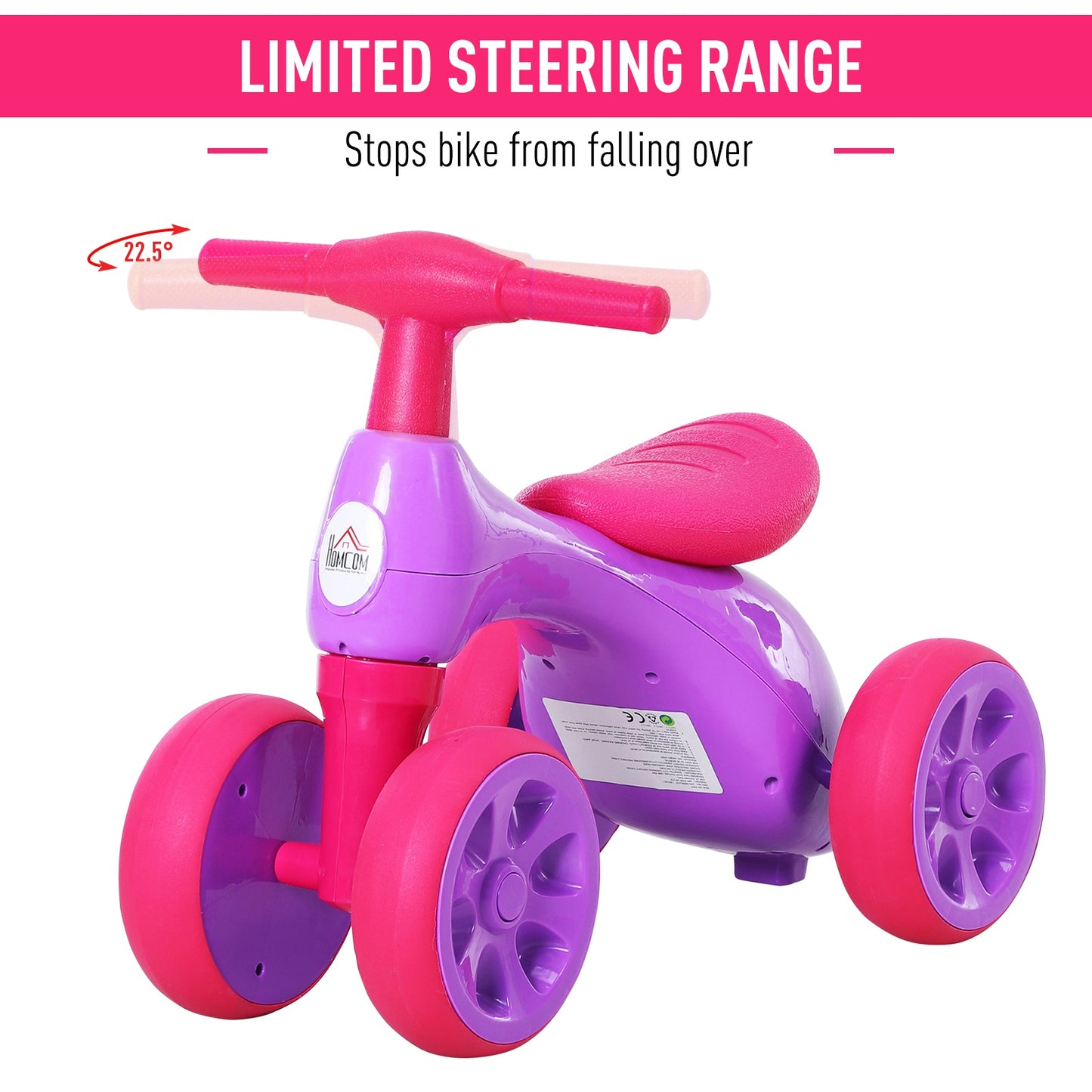 HOMCOM Toddler Training Walker Balance Ride-On Toy with Rubber Wheels Purple