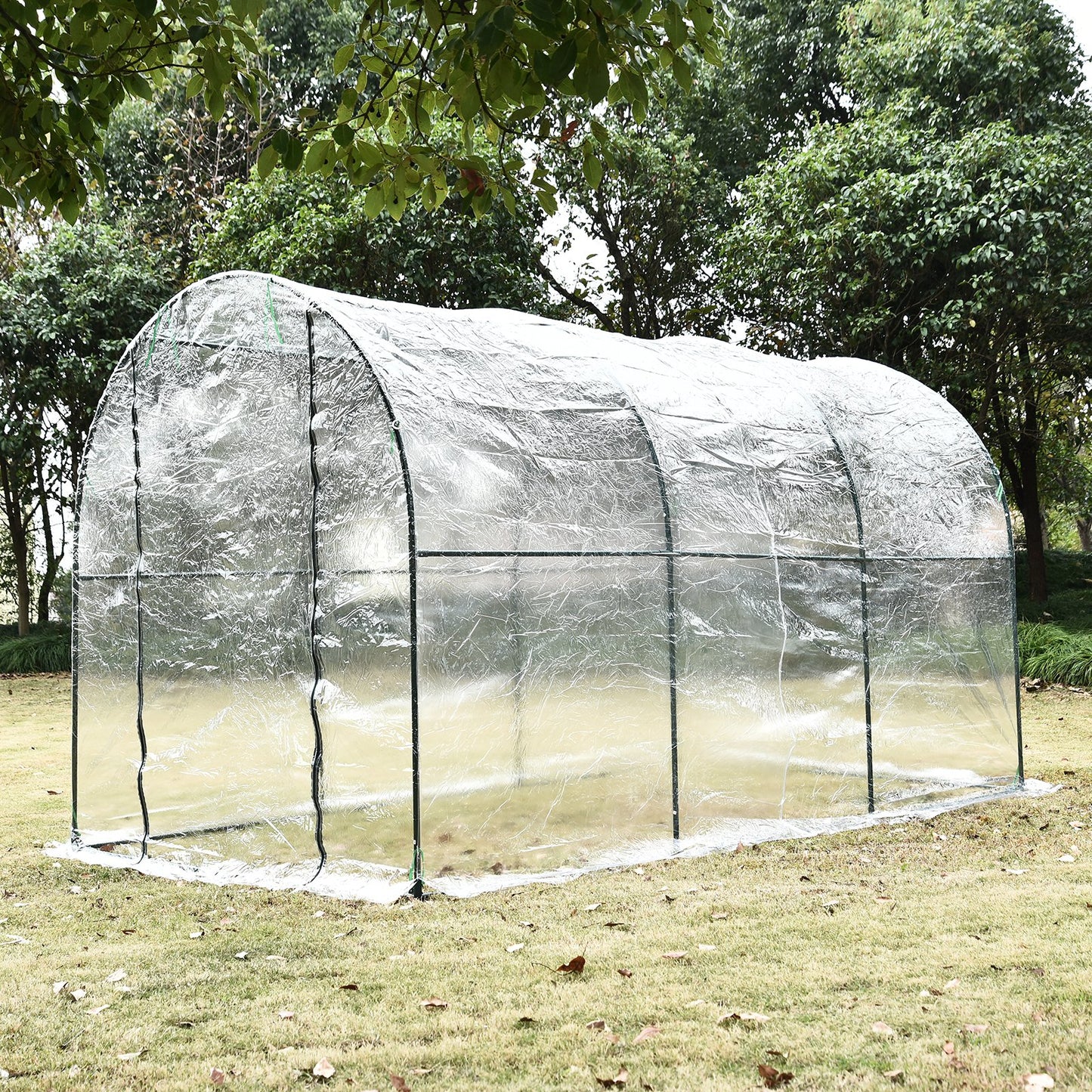 Outsunny Large Transparent PVC Tunnel Walk in Greenhouse Steel Frame Plant Vegetable Flower Grow House