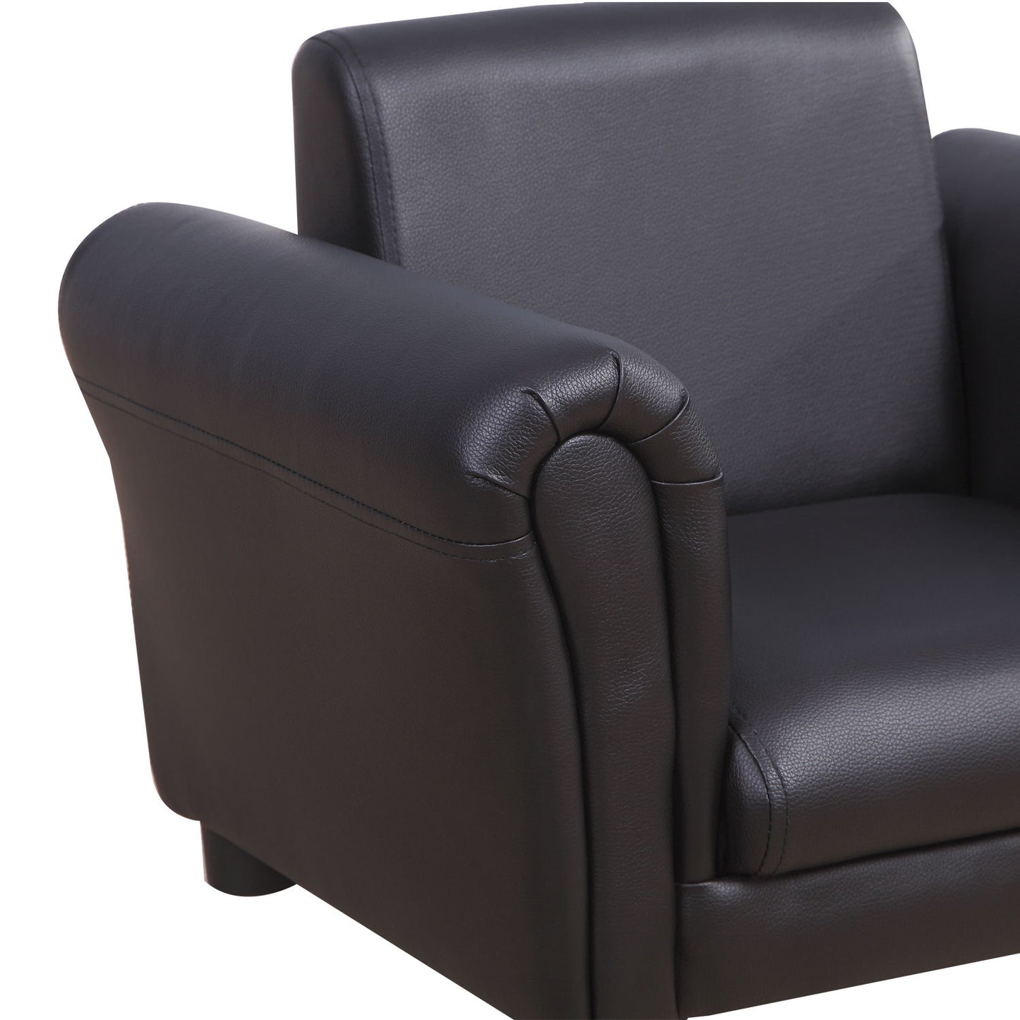 HOMCOM Children's PVC Single Seater Armchair with Footstool Black