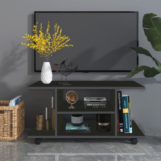 HOMCOM Modern TV Cabinet Stand Storage Shelves Table Bookcase Black