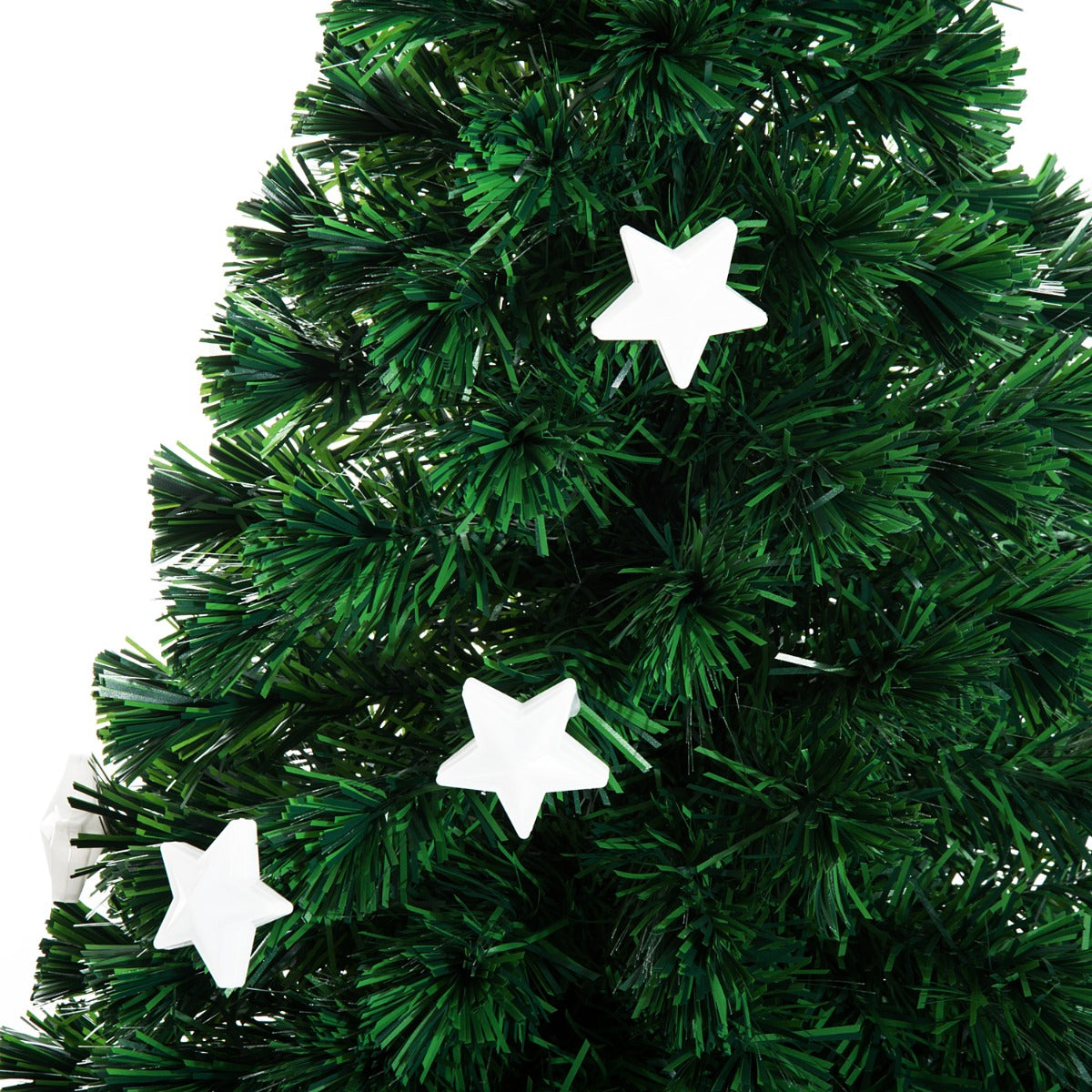 HOMCOM 4ft 120cm Green Fibre Optic Artificial Christmas Tree W/ Stars Lights