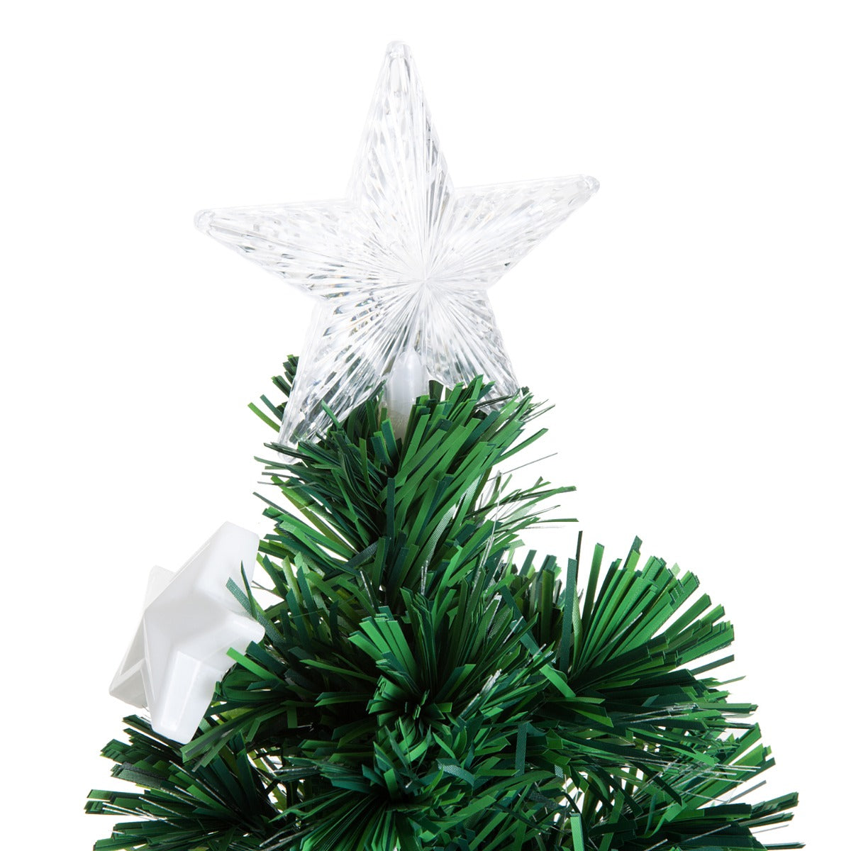 HOMCOM 4ft 120cm Green Fibre Optic Artificial Christmas Tree W/ Stars Lights