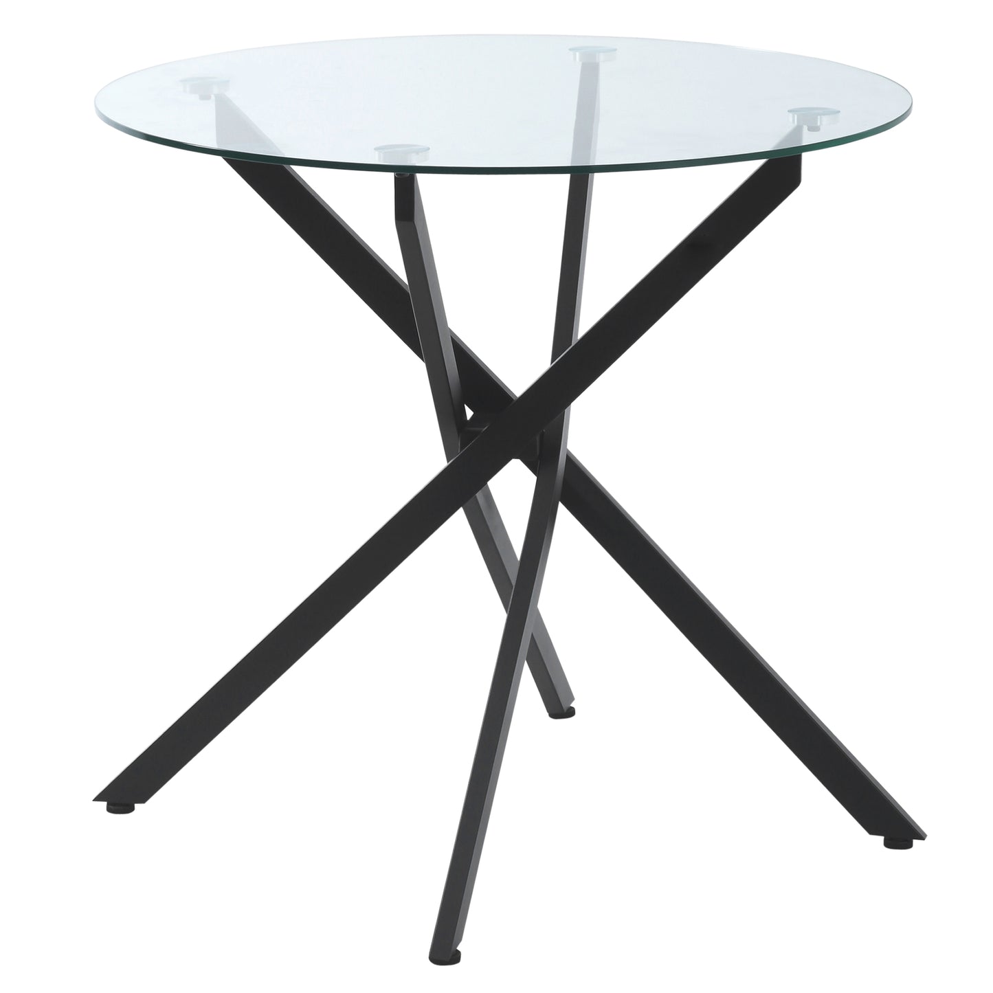 HOMCOM Round Side Table with Tempered Glass Top & Metal Legs Dining Living Room Black