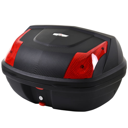 HOMCOM 48L Plastic Motorcycle Trunk w/ Reflector Red/Black