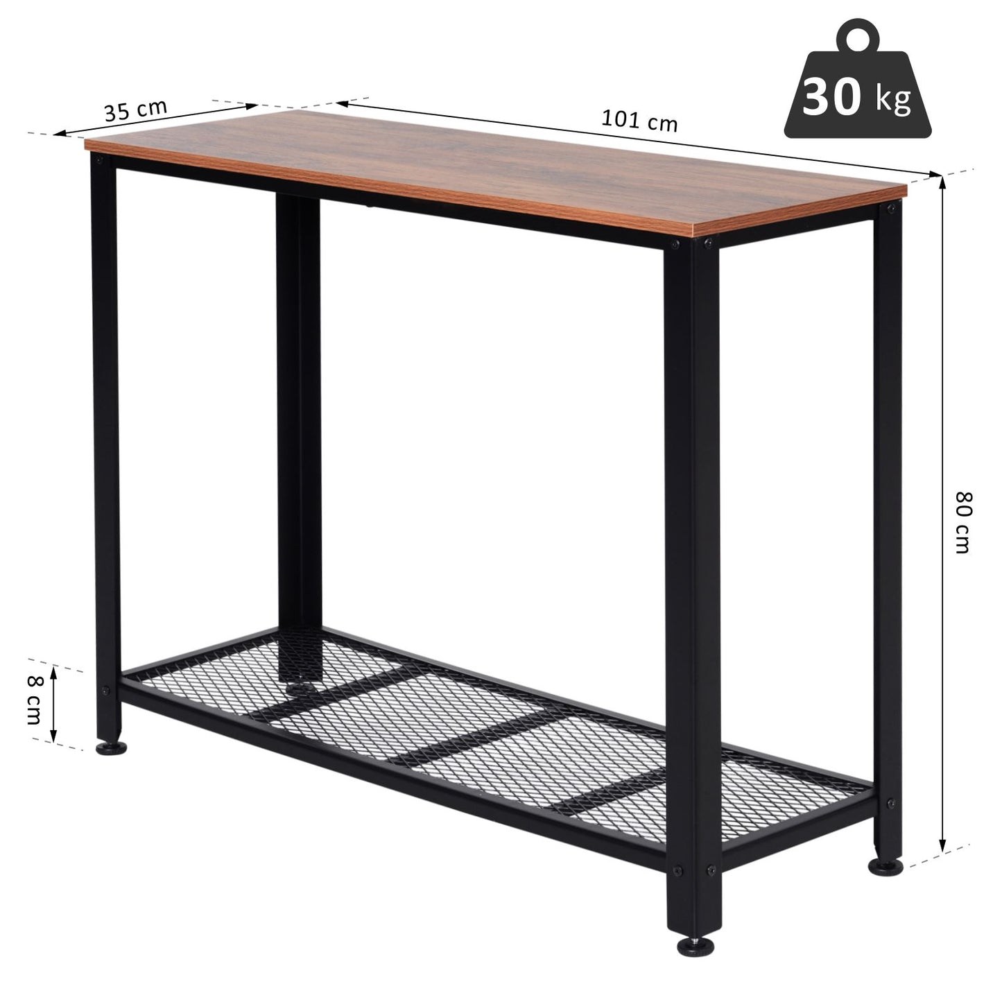 HOMCOM Steel Frame Industrial Style Console Table Brown/Black