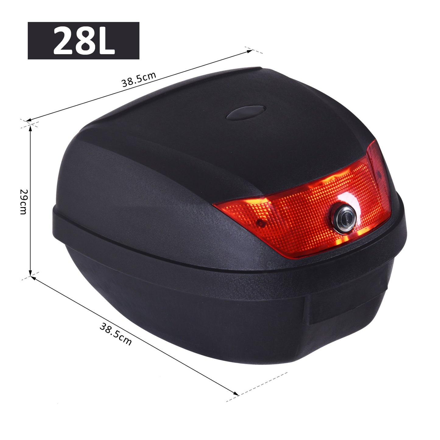 HOMCOM 28L Motorcycle Tail Box W/ 2 Keys-Black/Red