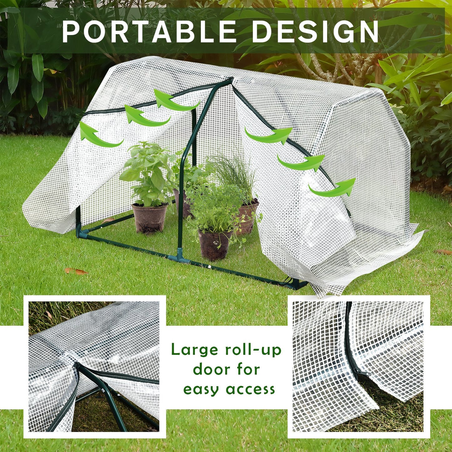 Outsunny 99x71x60cm Mini PVC Cover Steel Frame Greenhouse White