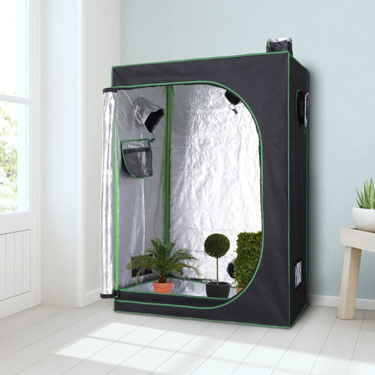 Outsunny Hydroponic Plant Grow Tent Canopy Indoor Reflective Mylar Green Room 600D Oxford 120L x60W x150Hcm Silver