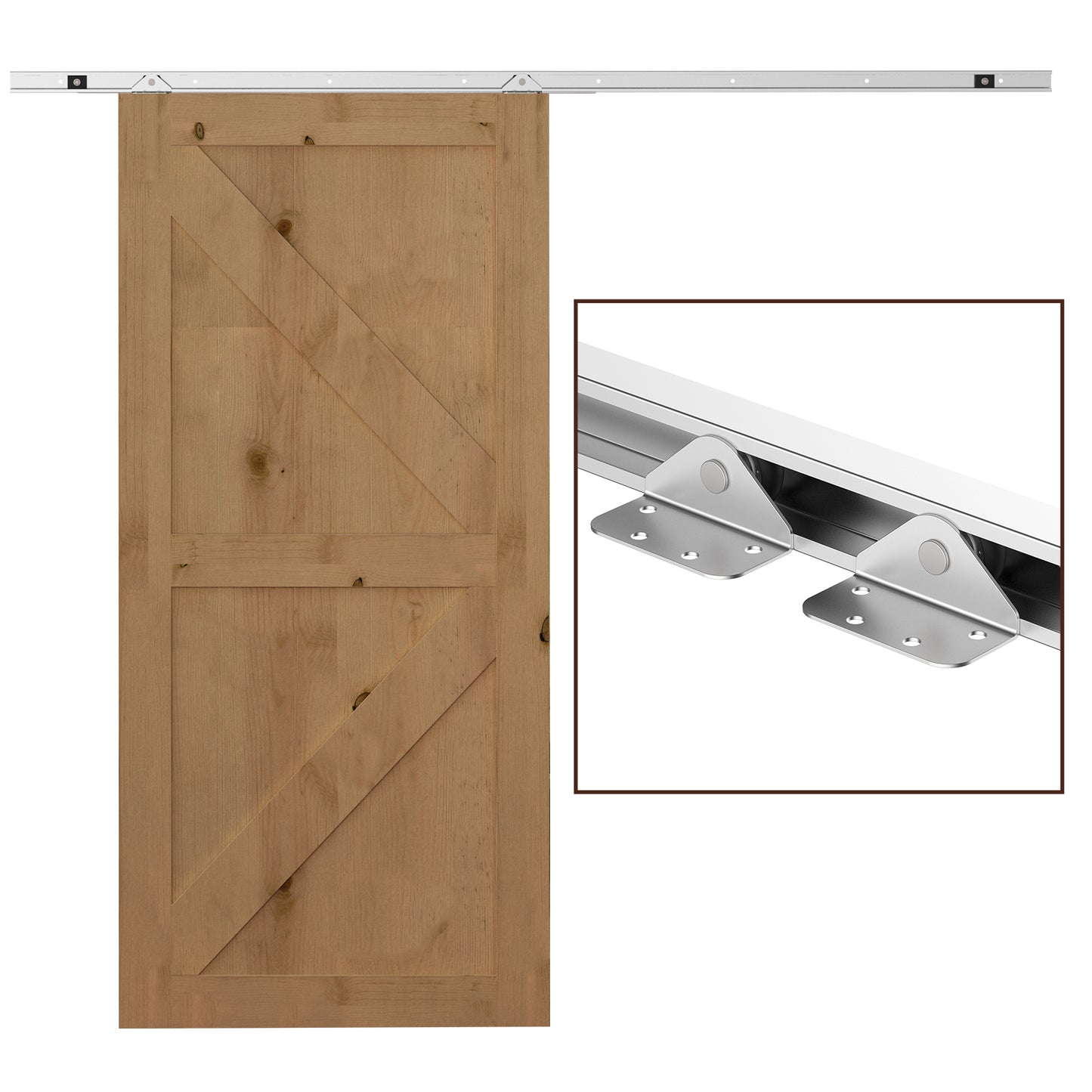 HOMCOM Morden Sliding Barn Door Kit Set for Single Wooden Door, 6FT /1860mm-Silver