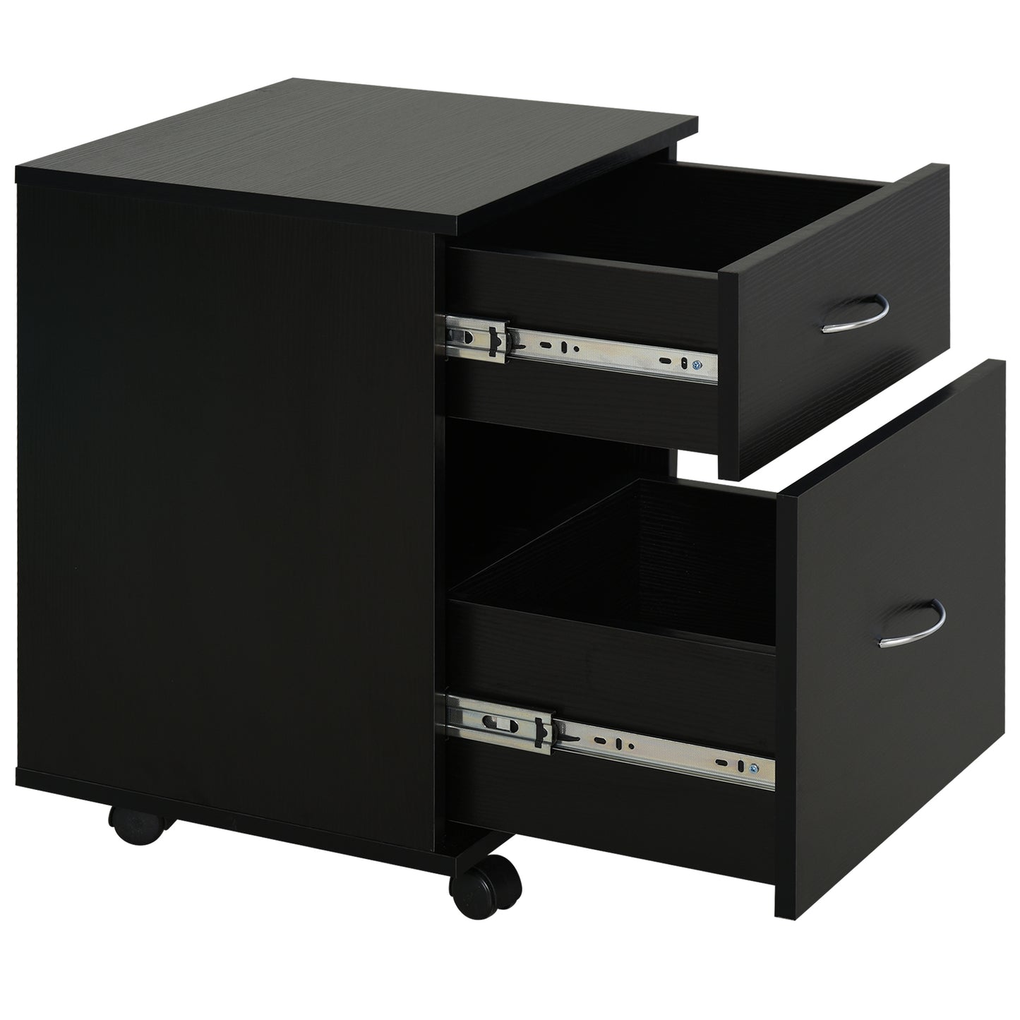 HOMCOM 2-Drawer Cabinet W/Wheels-Black