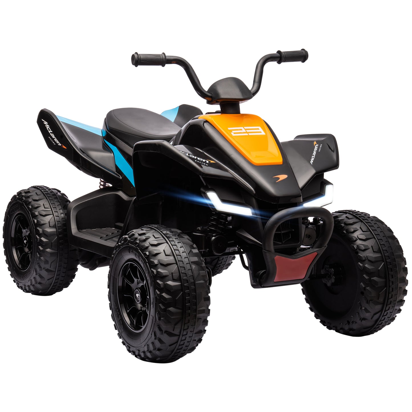 HOMCOM McLaren Licensed 12V Quad Bike, with Music, Headlights, MP3 Slot, Suspension Wheels, for Ages 3-8 Years - Black