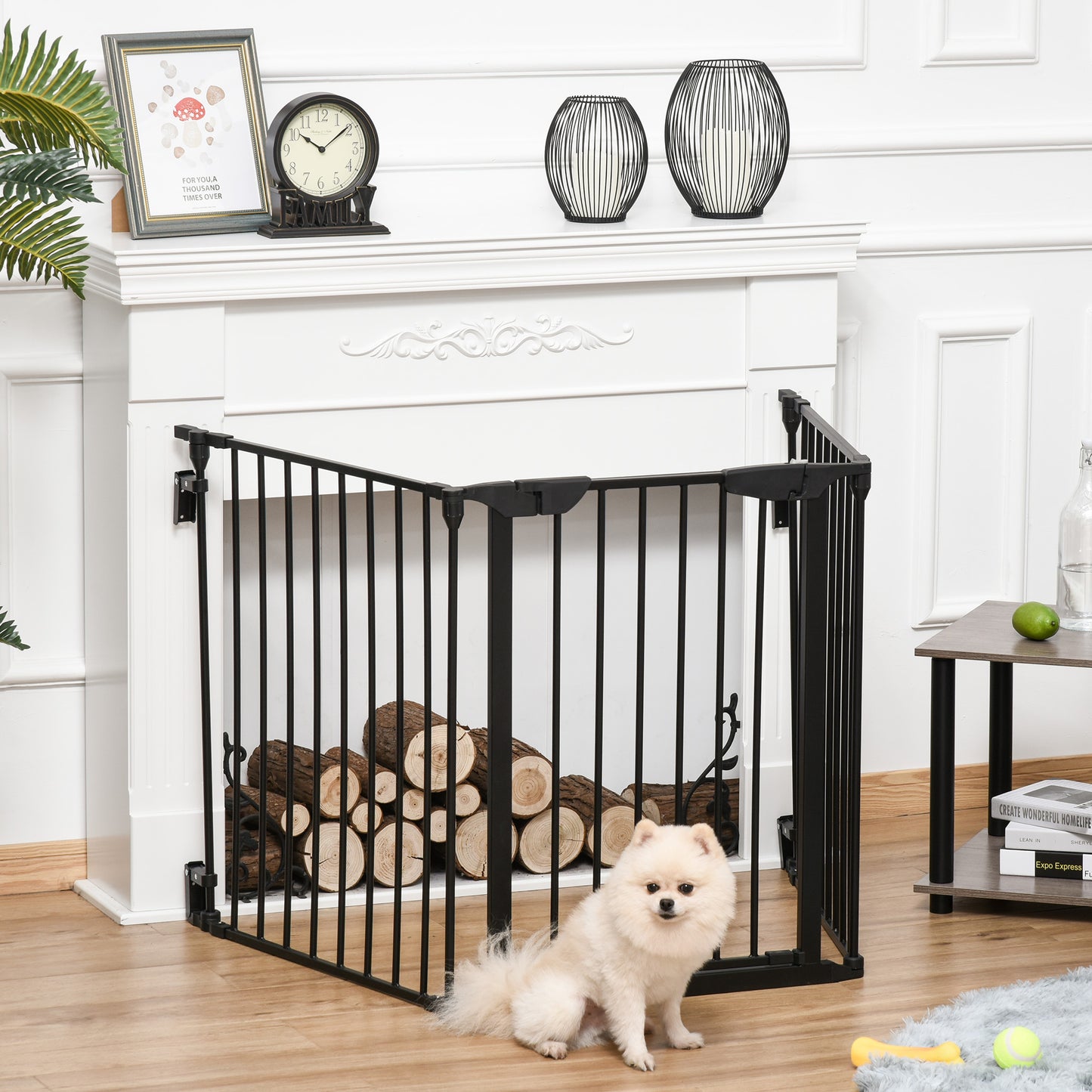 PawHut Pet Safety Gate 3-Panel Playpen Fireplace Christmas Tree Fence Stair Barrier