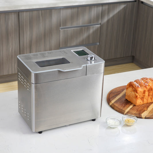 HOMCOM 25 in 1 Bread Machine 0.9KG Bread maker w/ Auto Fruit Nut Dispenser Nonstick Pan