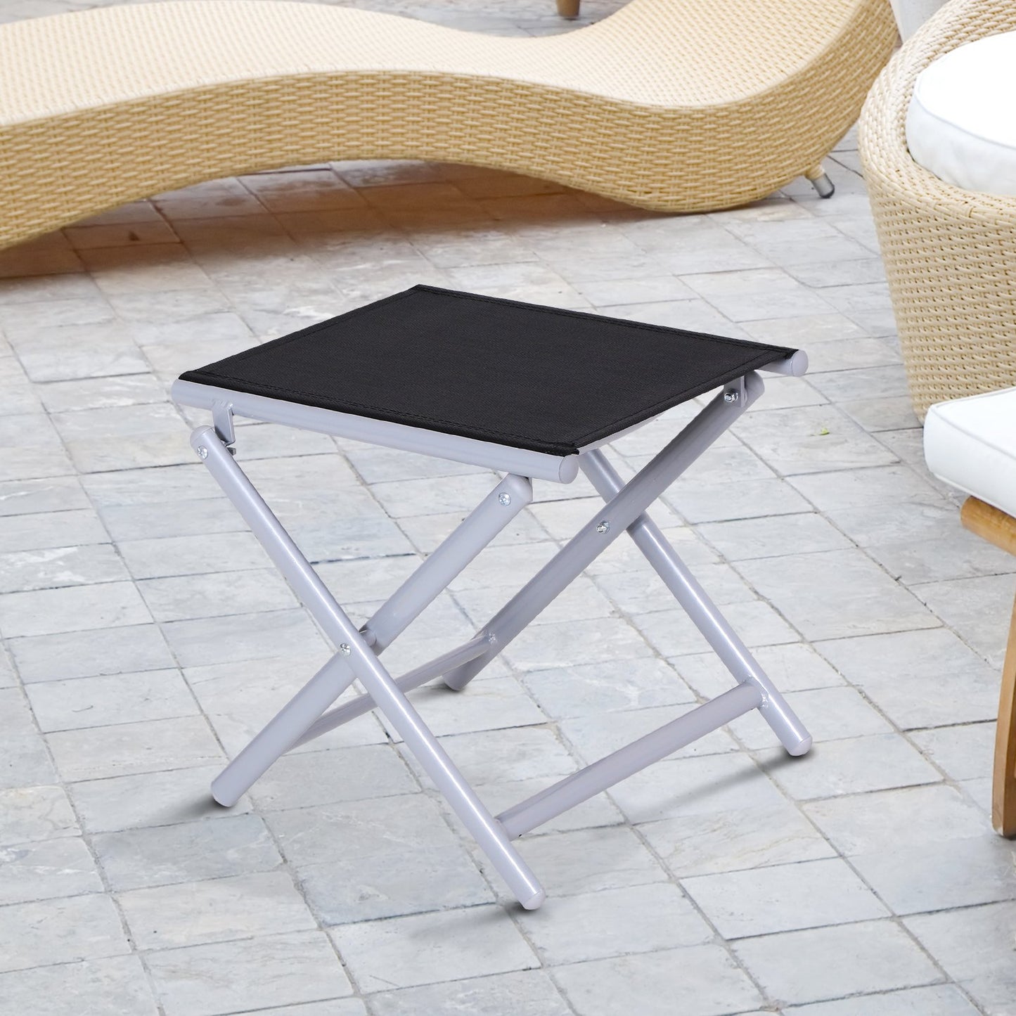 Outsunny Portable Aluminum Textoline Chair-Black