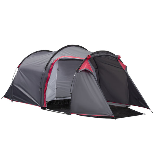 Outsunny Dome Tent for 3-4 Person Family Tent with Screened-In Porch Waterproof Dark Grey