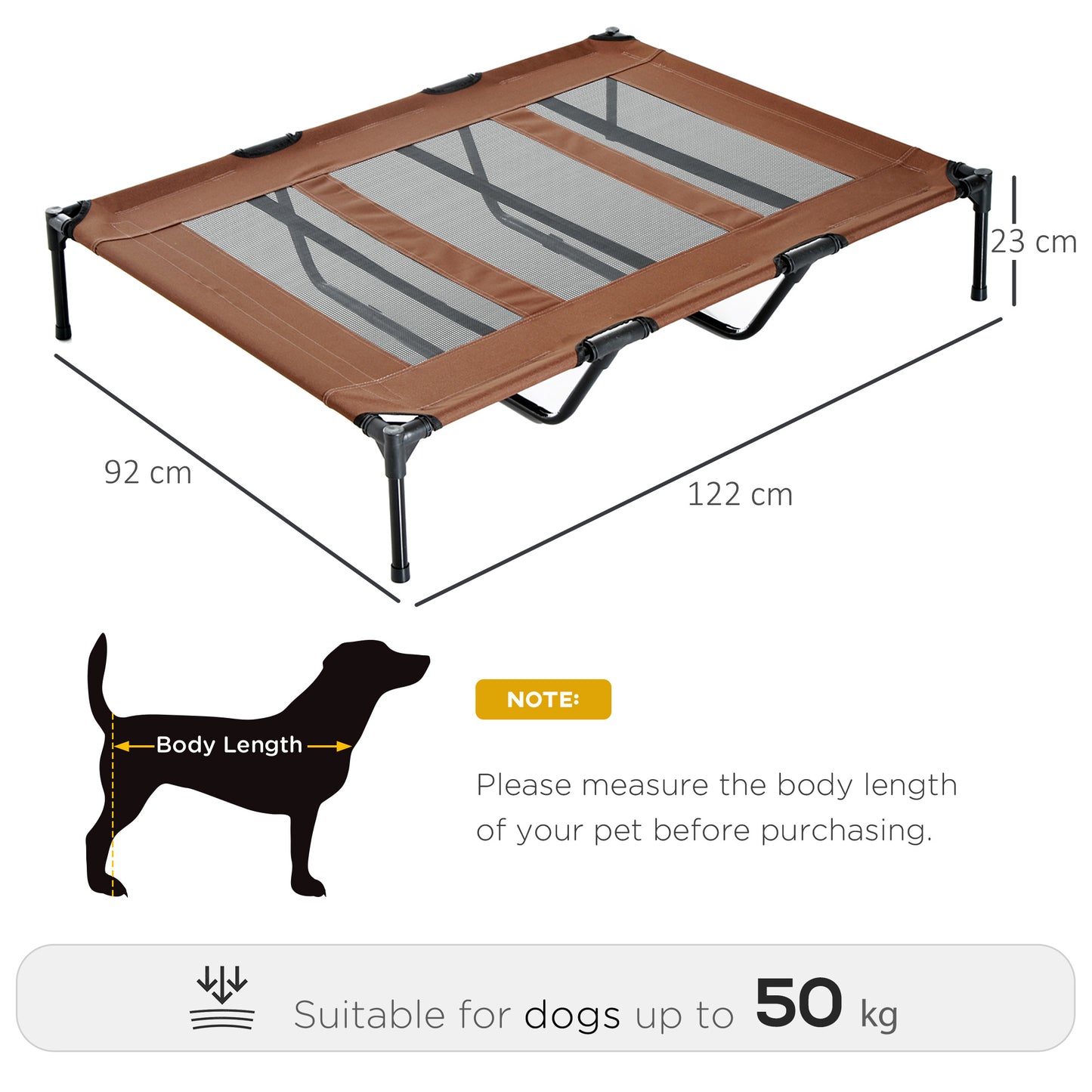 PawHut Cooling Elevated Dog Bed Portable Raised Pet Cot for Indoor & Outdoor, Brown