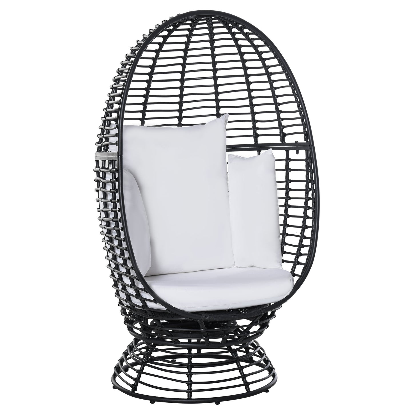 Outsunny Round PE Rattan Wicker Swivel Basket Egg Chair Egg Seat with Cushion