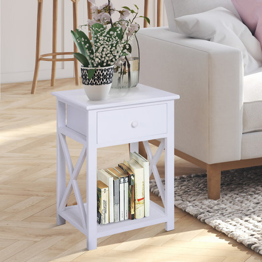 HOMCOM 40Lx30Wx55H cm End Table-White