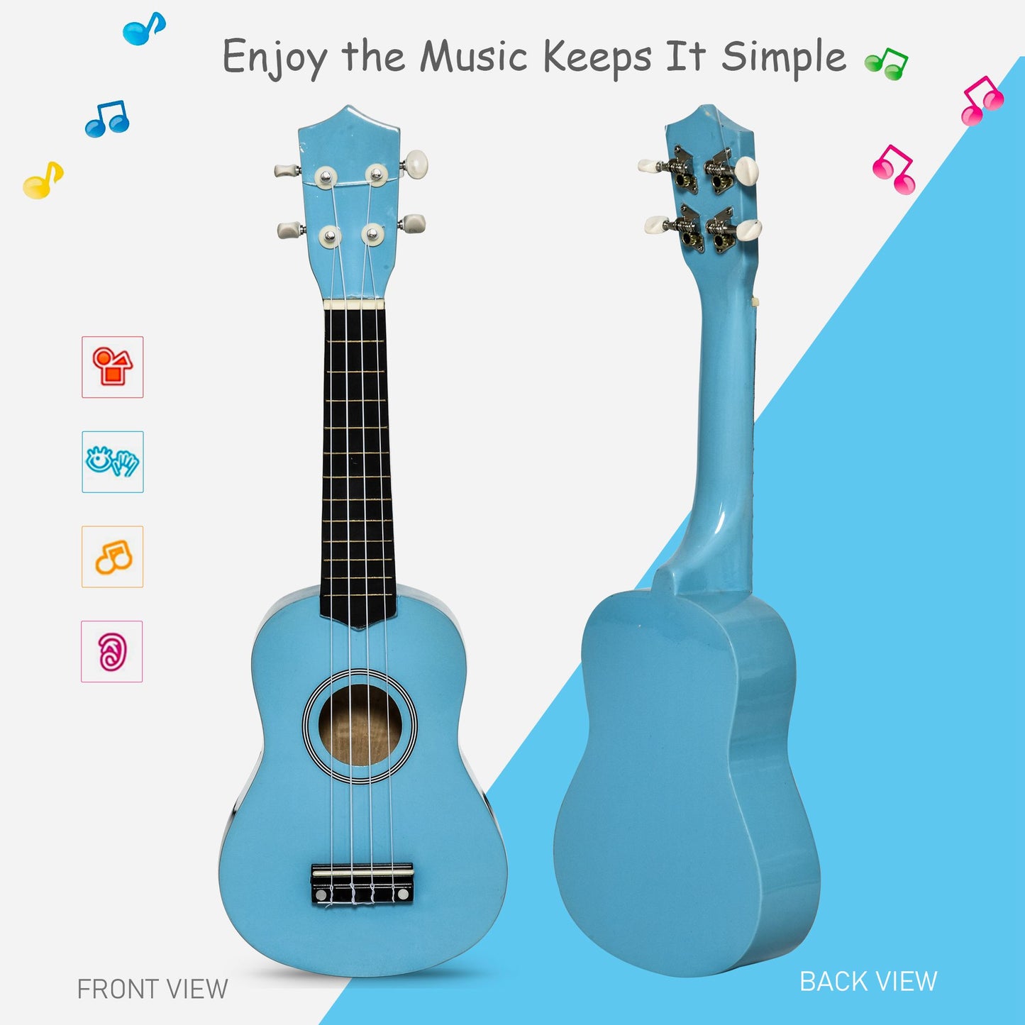 HOMCOM 21" Beginners Basswood Ukulele Blue