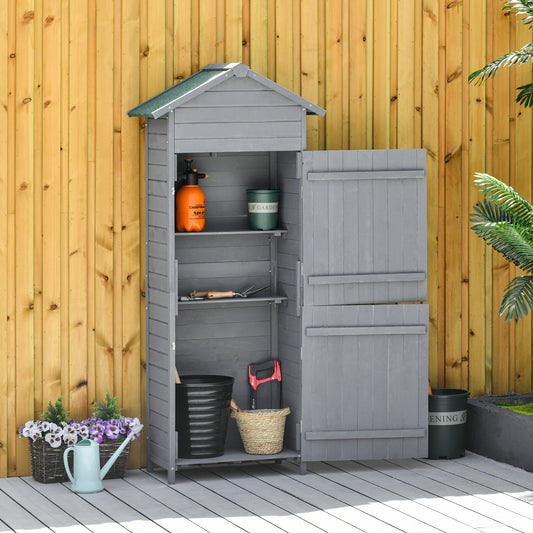 Outsunny Wooden Shed Utility Timber Garden Storage Roof Tool Cabinet Lockable Door