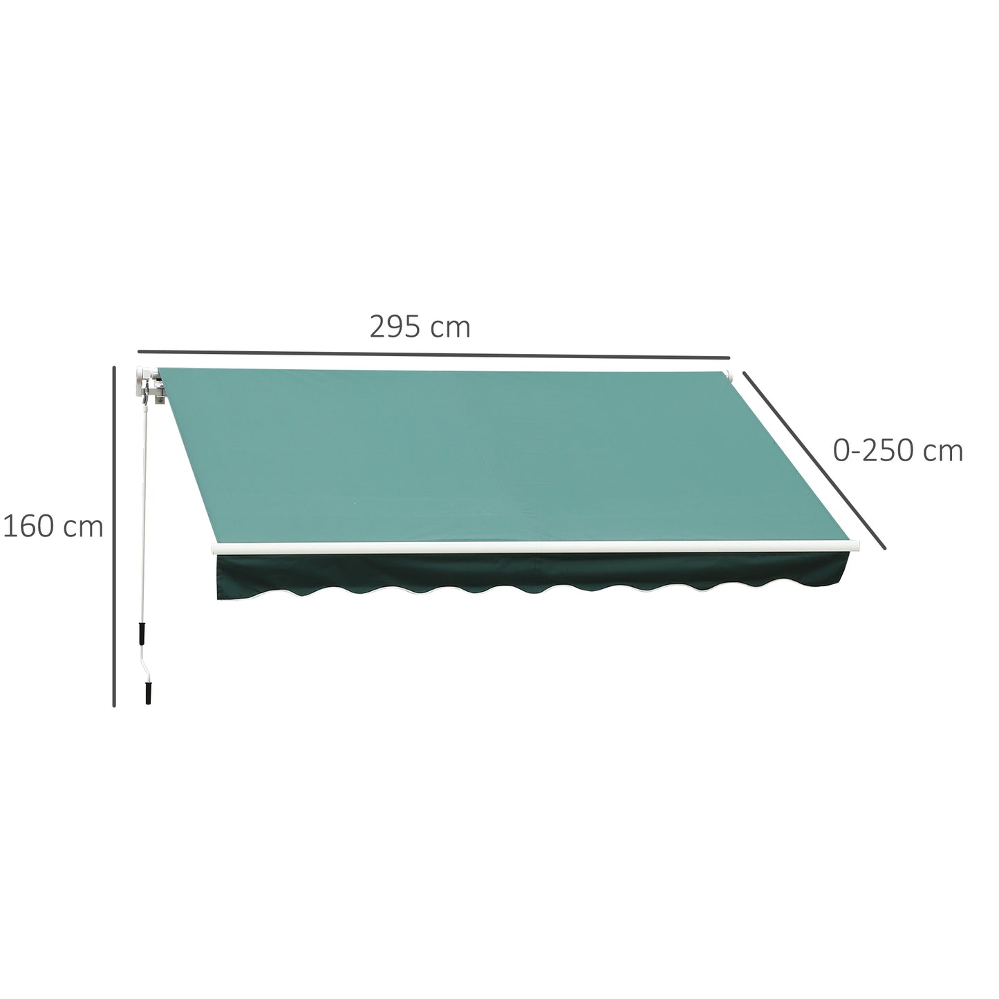 Outsunny Manual Retractable Awning, 3x2.5 m-Dark Green