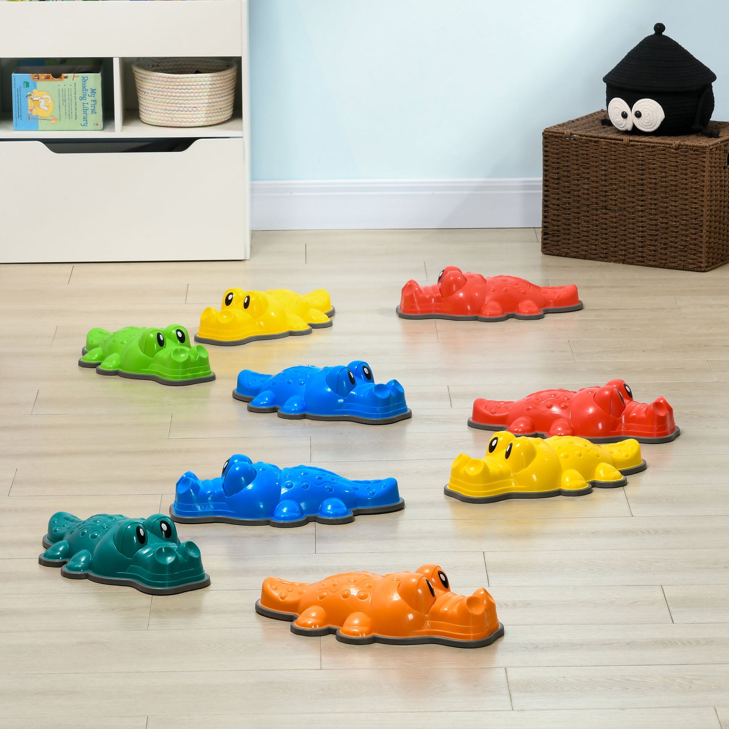 ZONEKIZ 9PCs Kids Stepping Stones CrocodileDesigned Sensory Toys with AntiSlip Edge Balance River Stones