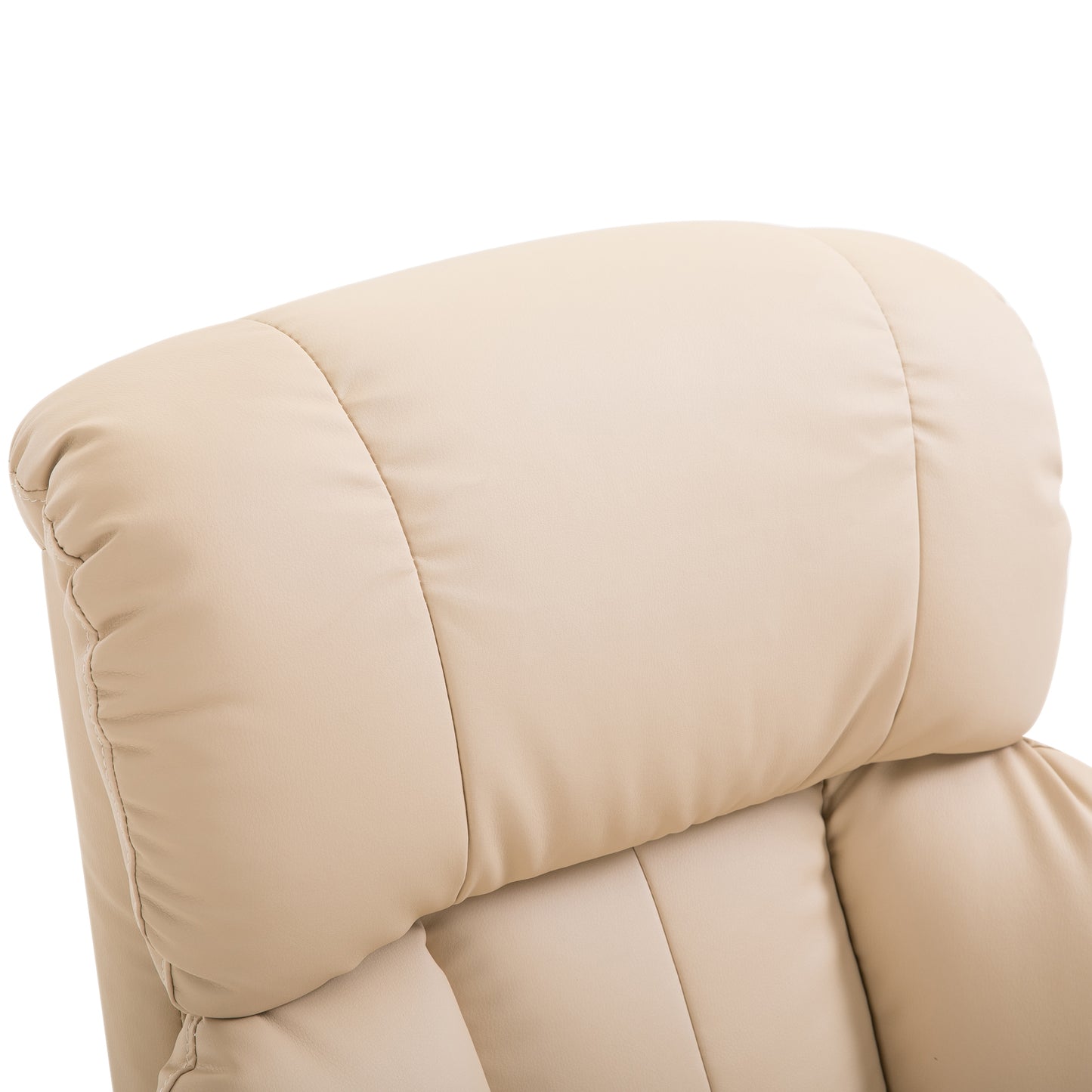 HOMCOM 10 - Point Recliner Massage Chair PU Leather Armchair Chair W/Footstool - Cream