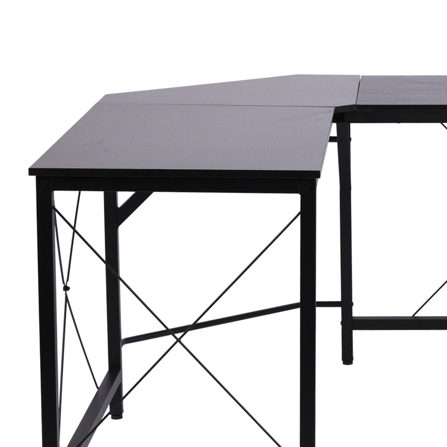 HOMCOM L-Shaped Corner Desk Computer Desk Table For Home Office Workstation w/Steel Frame Black