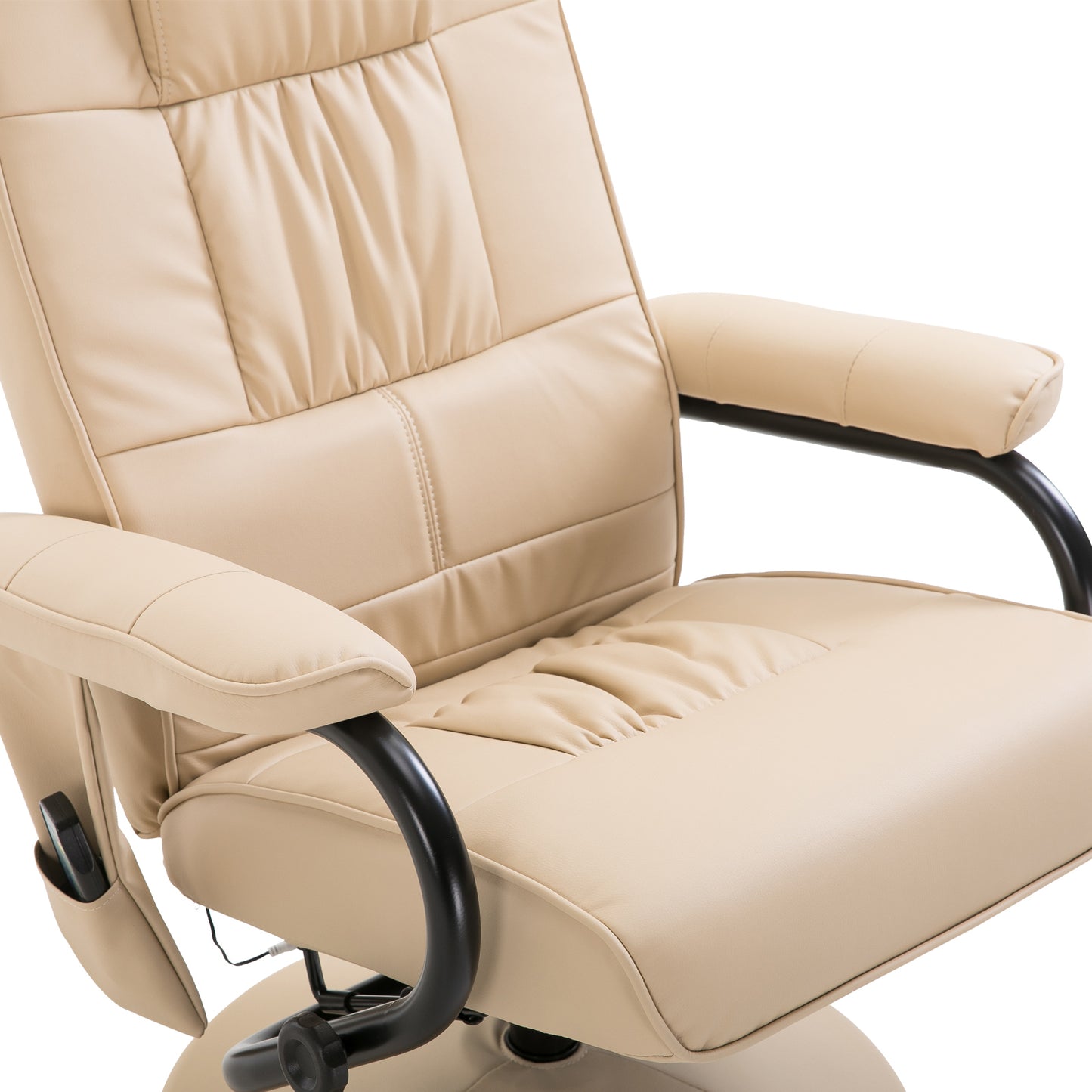 HOMCOM 10 - Point Reclining Massage Chair Faux Leather Armchair Chair W/Footstool - Cream