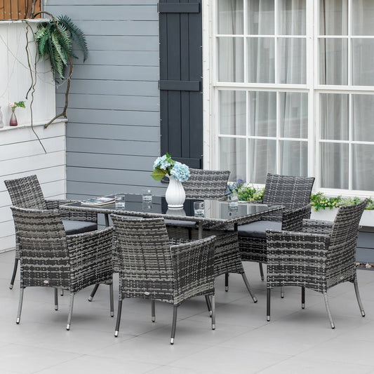 Outsunny Rattan Dining Set Conservatory 7pcs Garden Furniture Seaters Patio Weave Outdoor