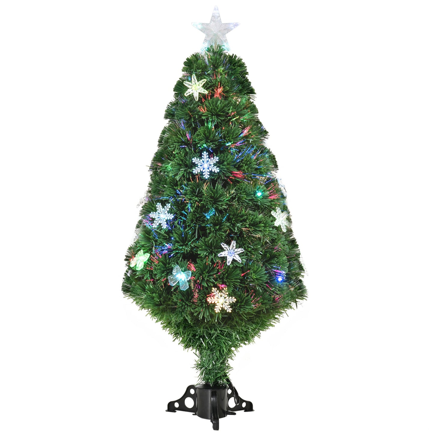 HOMCOM 4FT Prelit Artificial Christmas Tree Fiber Optic LED Light Holiday Decoration