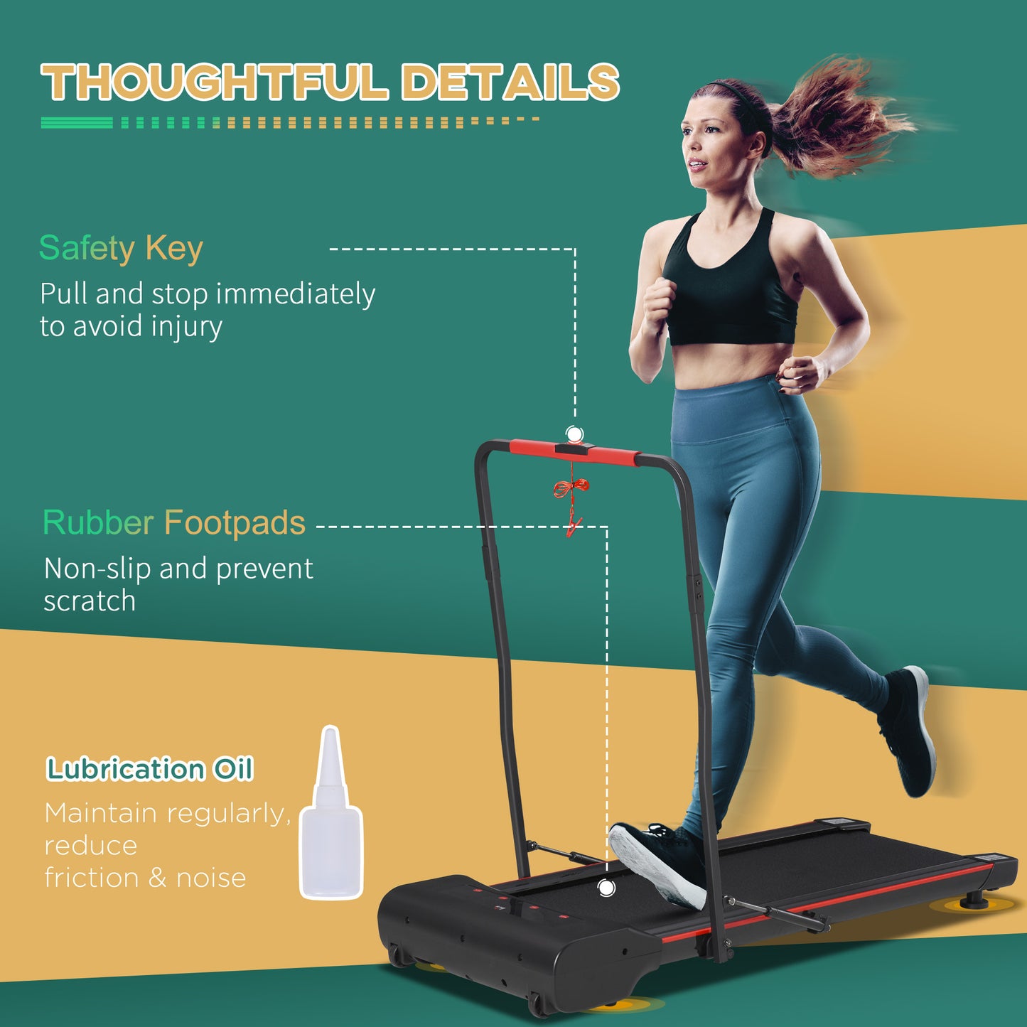 HOMCOM Foldable Walking Machine Treadmill 1-6km/h with LED Display & Remote Control Exercise Fitness for Home Office