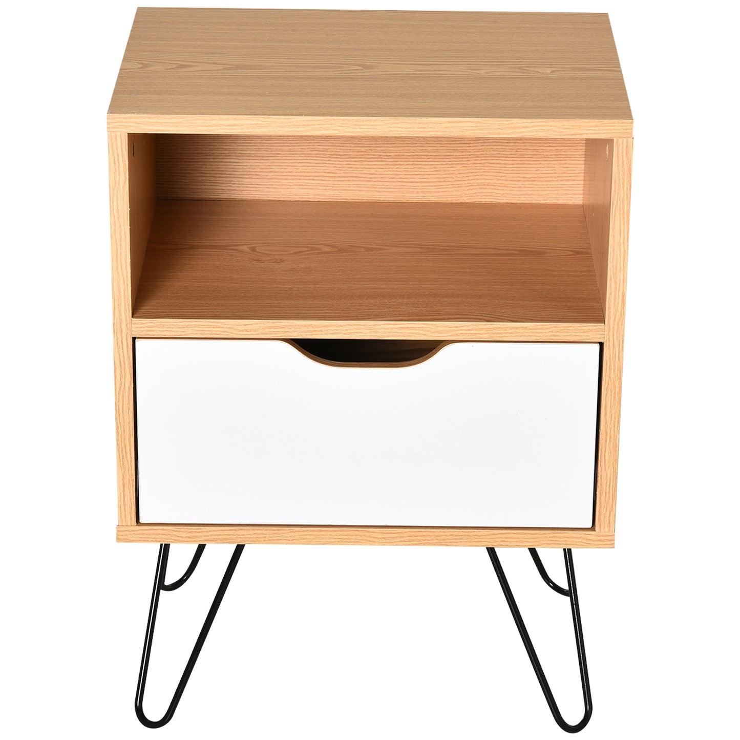 HOMCOM Particle Board Duo-Compartment Bedside Table Brown/White