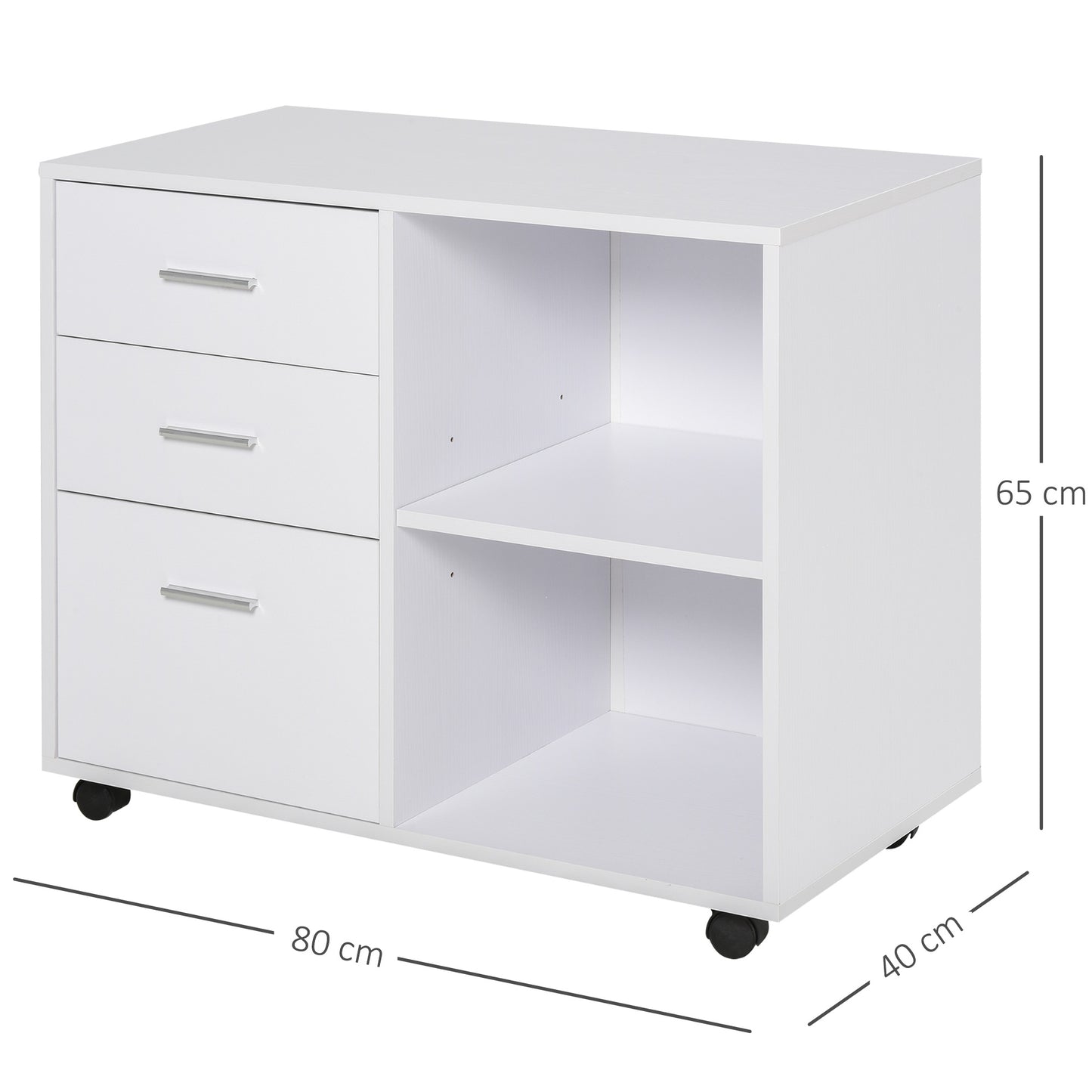 HOMCOM Particle Board Rolling Storage Cabinet White