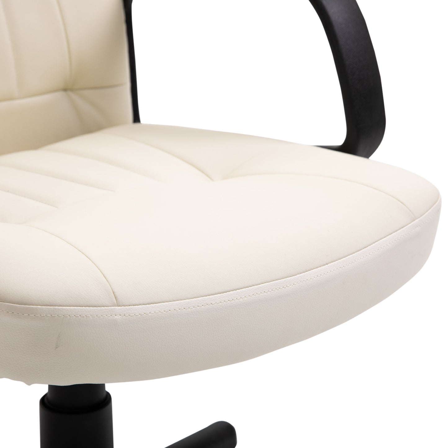 HOMCOM PU Leather Swivel Home Office Chair Cream