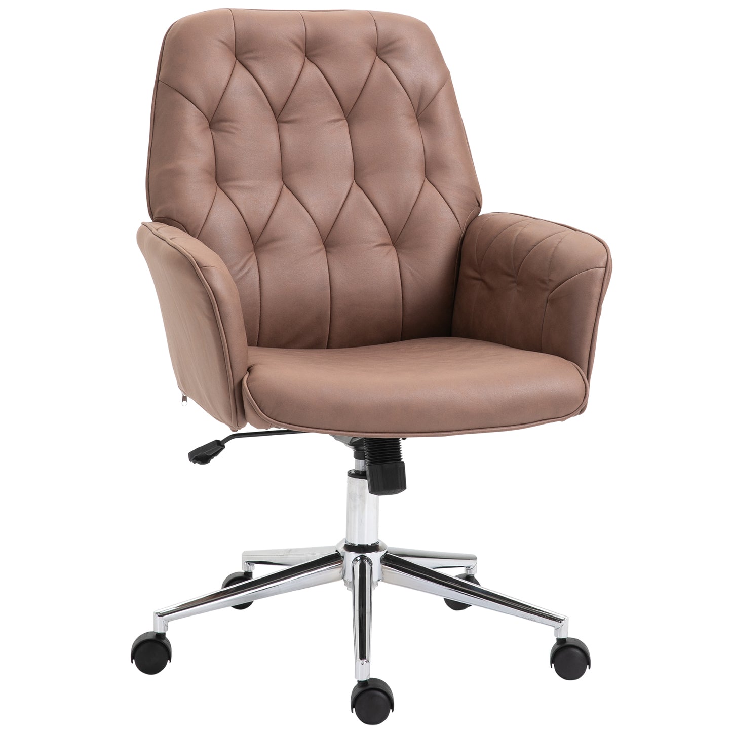 Vinsetto Micro Fiber Office Swivel Chair Mid Back Computer Desk Chair with Adjustable Seat, Arm - Coffee