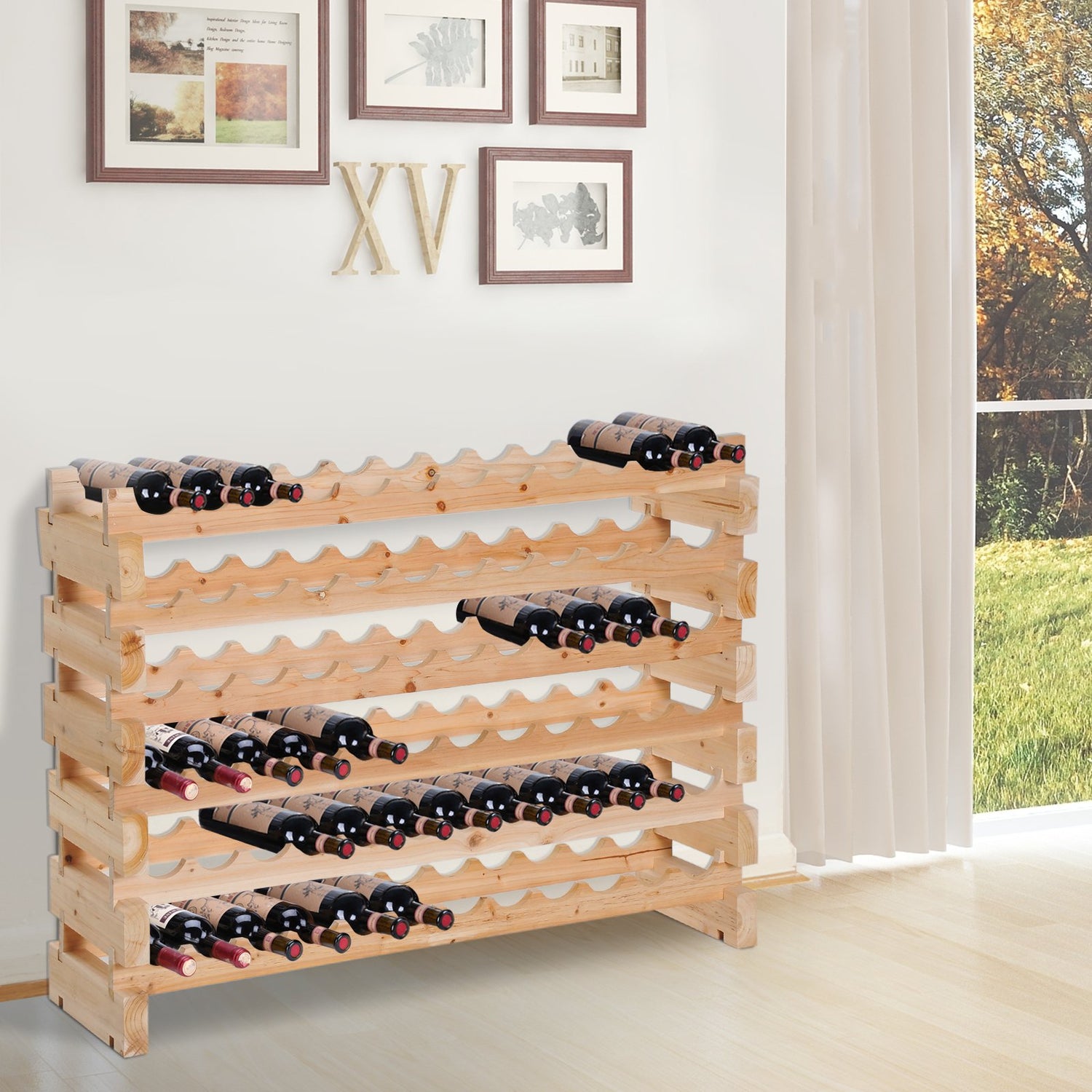 HOMCOM Stackable Wine Rack, Modular Storage Shelves, 72-Bottle