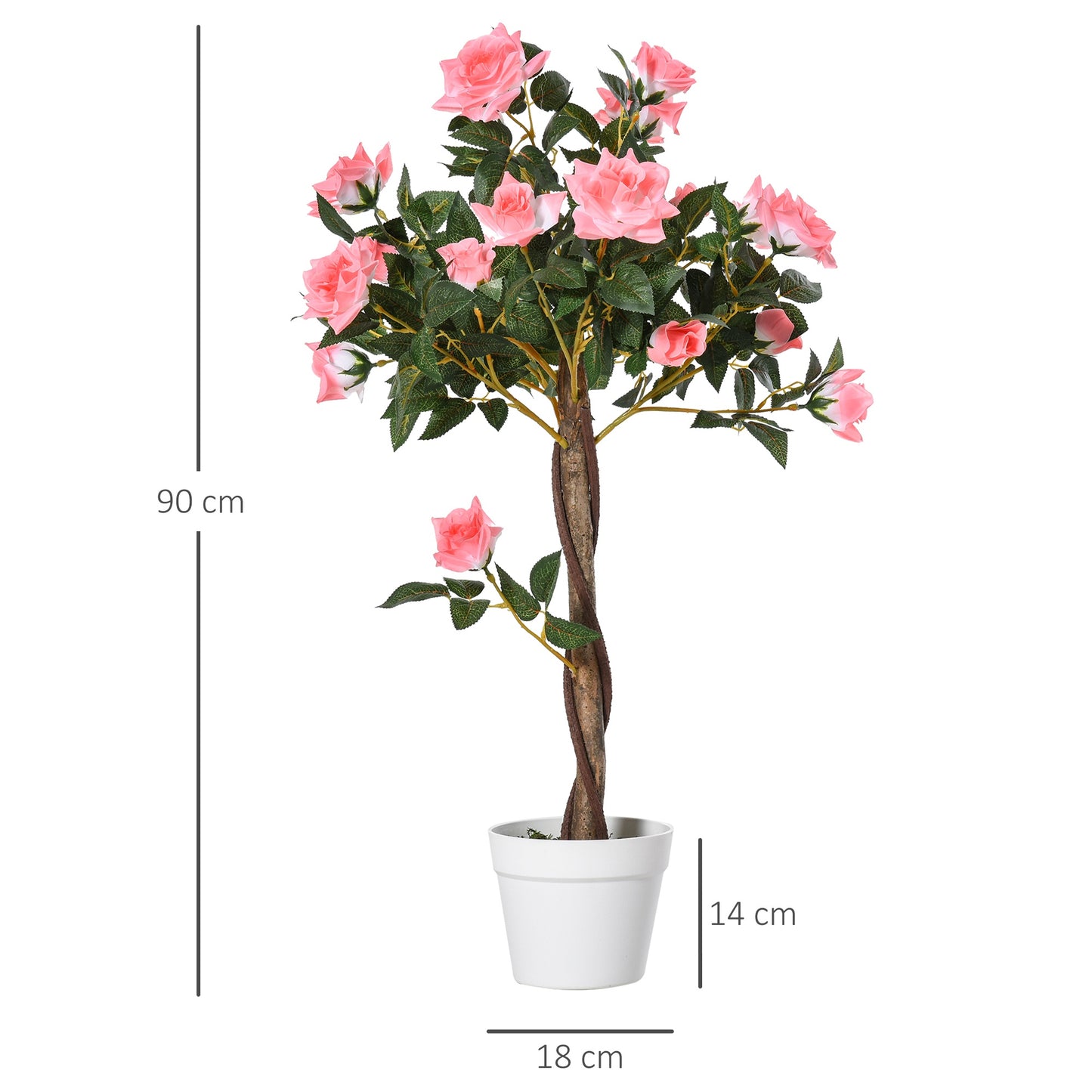 Outsunny Artificial Camellia Plant Realistic Fake Tree Potted Home Office 90cm Pink