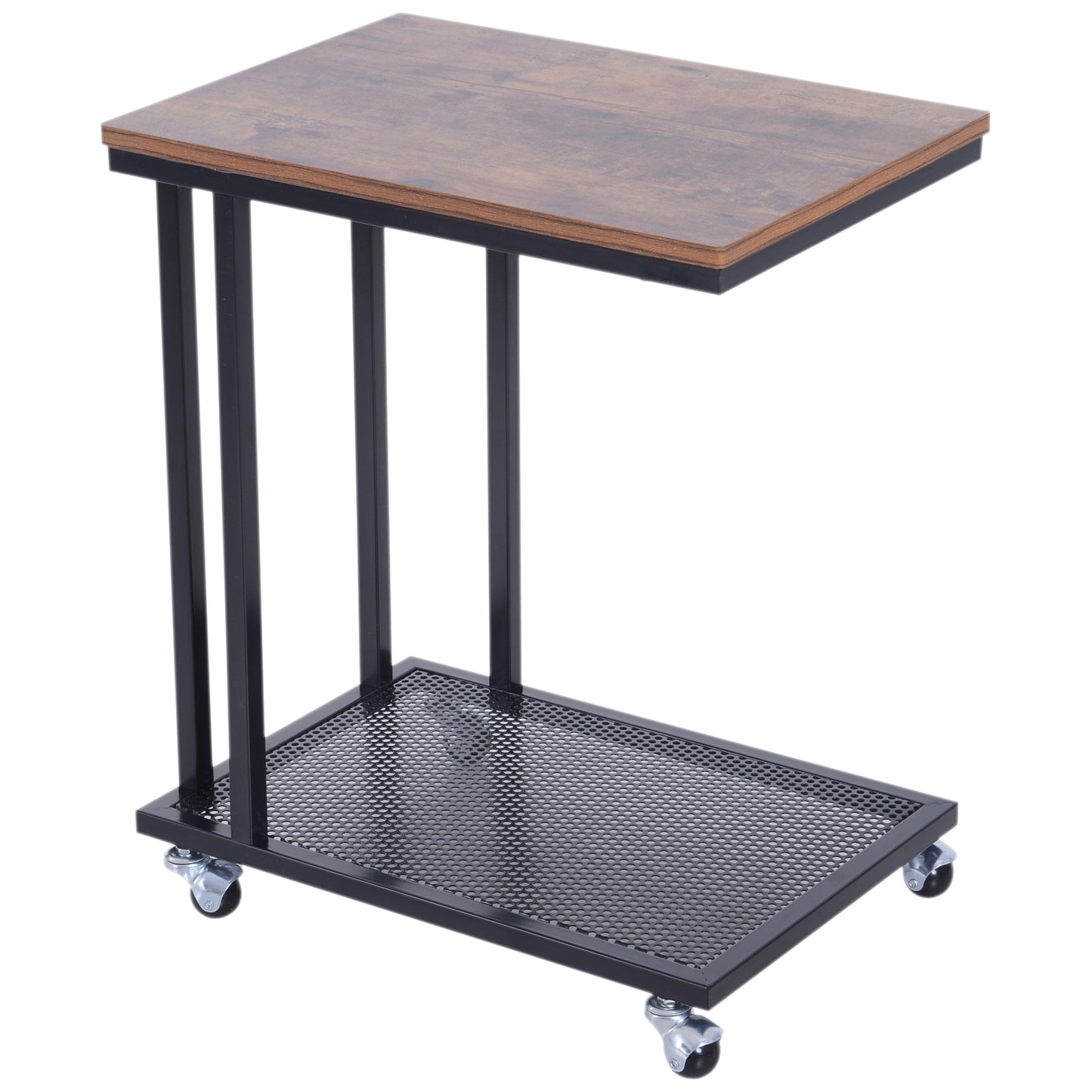 HOMCOM Side Coffee  Table, 51Lx36Wx61H cm-Wood Grain/Black Colour
