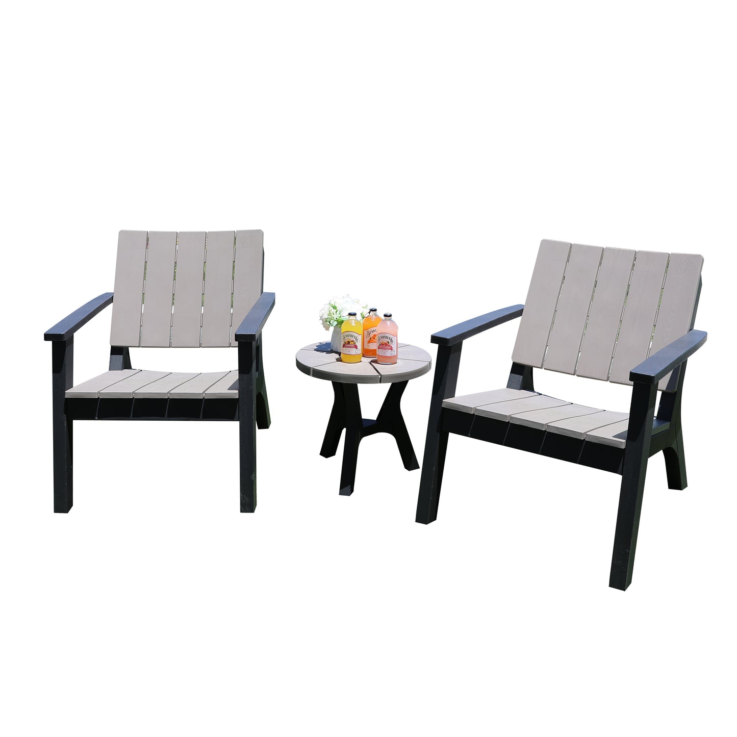 Outsunny 3 Piece Patio Bistro Set Outdoor Garden Furniture Set w/ Round Table and Chairs