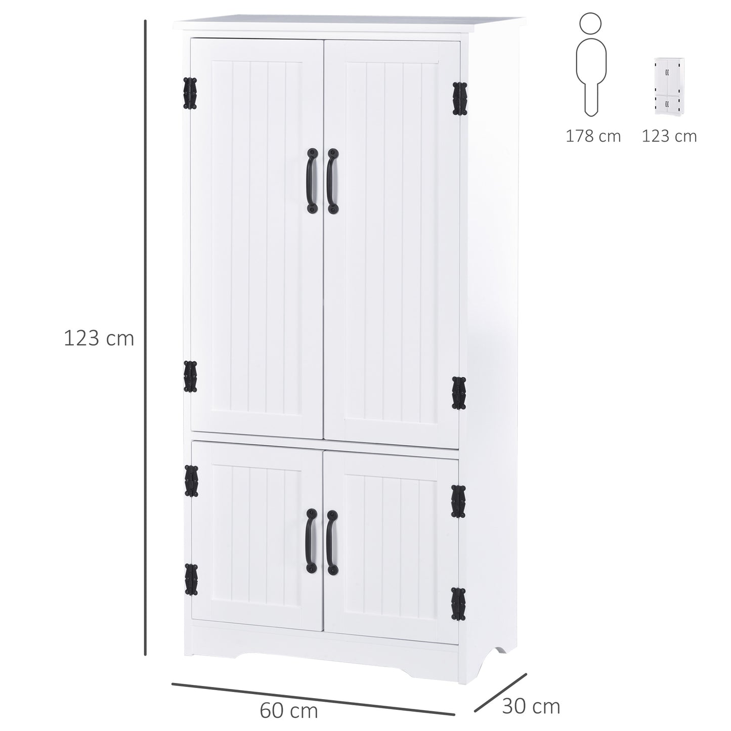 HOMCOM Modern Freestanding Storage Hutch Furniture with 2 Large Doors and 2 Small Doors