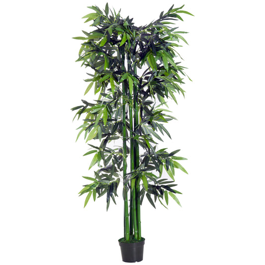Outsunny Artificial Bamboo Tree Plant, 1.8 m-Green Bamboo/ Black Pot