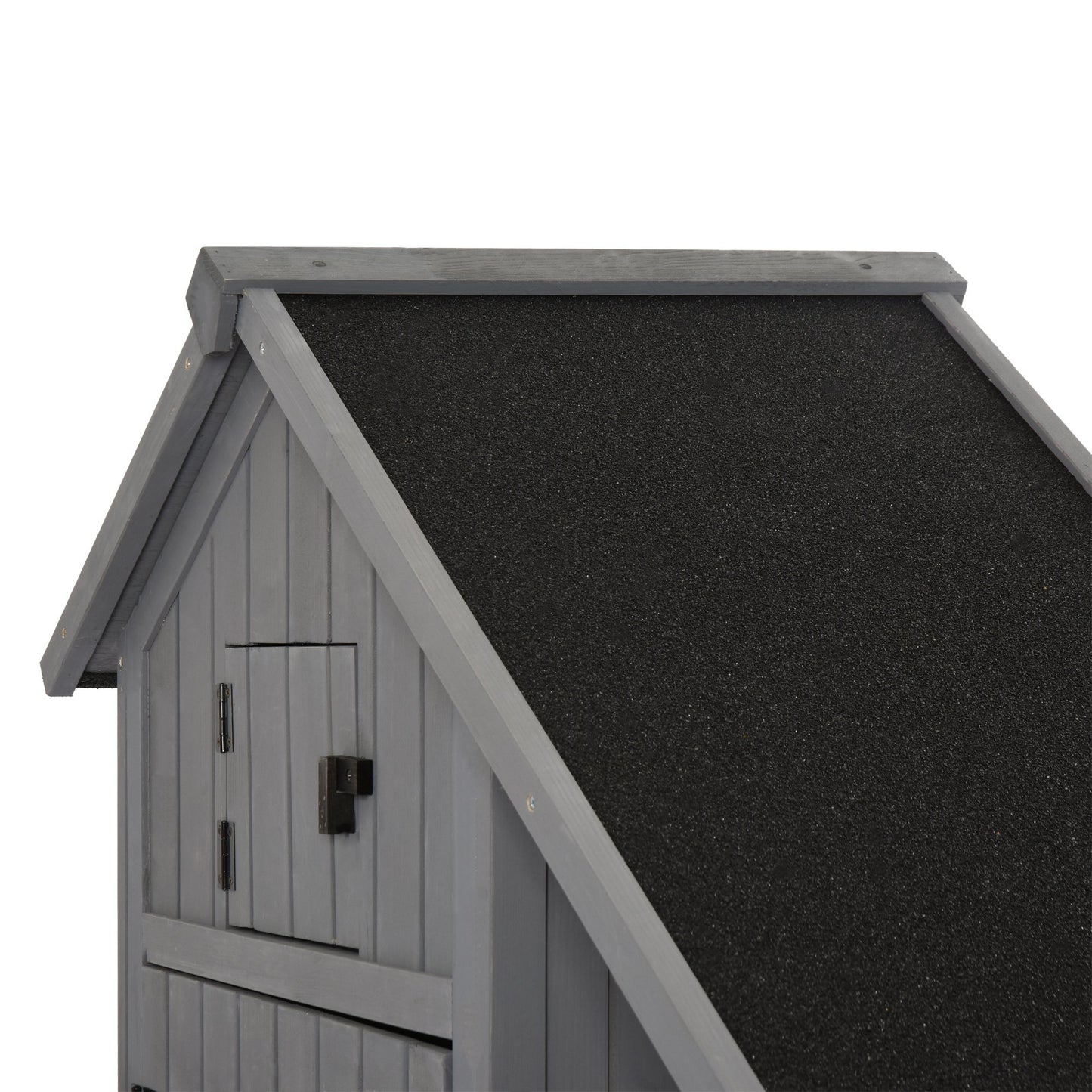 Outsunny 1.8 x 4.2ft Fir Wood Garden Shed with Outside Storage - Grey