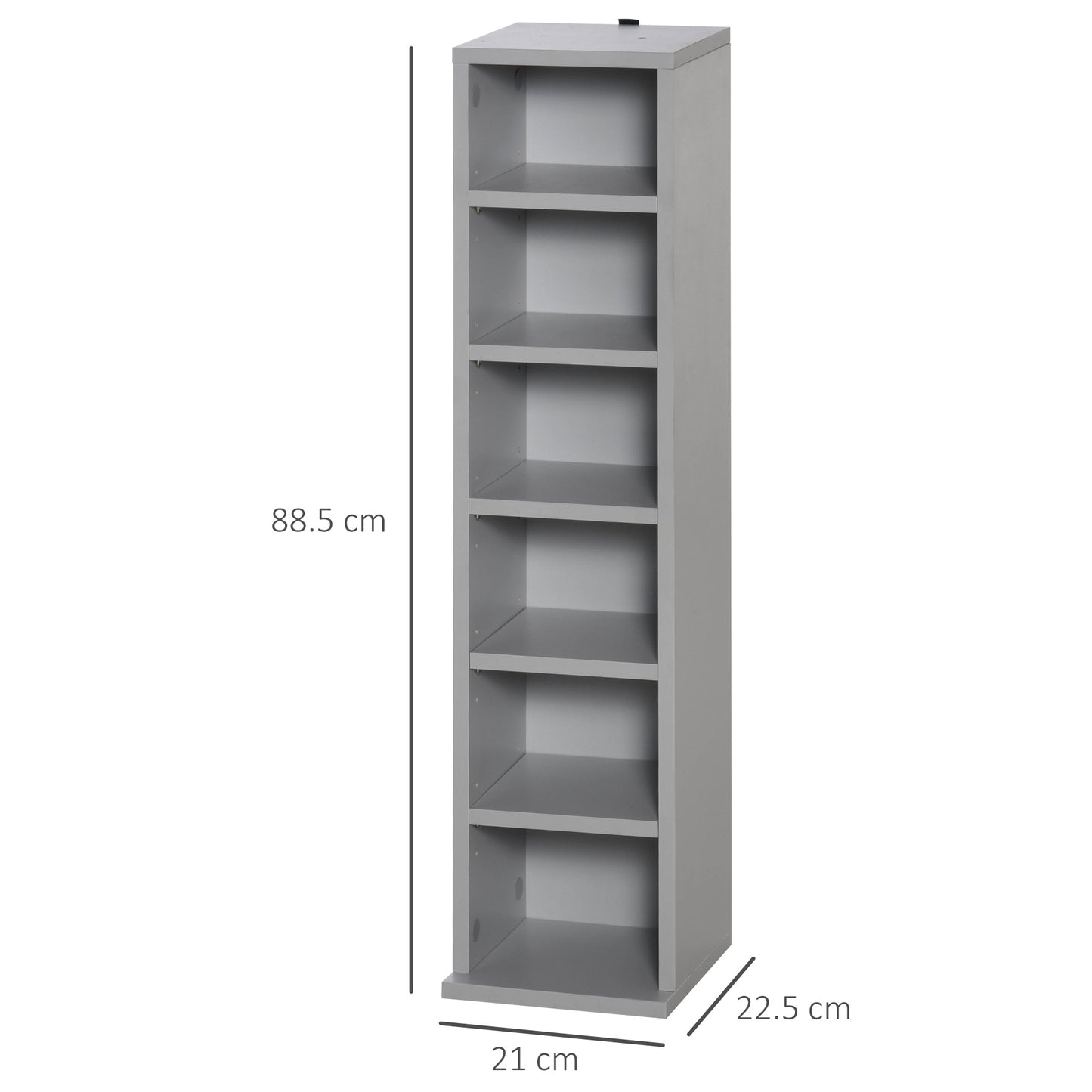 HOMCOM Set of 2 CD Media Display Shelf Unit Tower Rack w/ Adjustable Shelves Grey