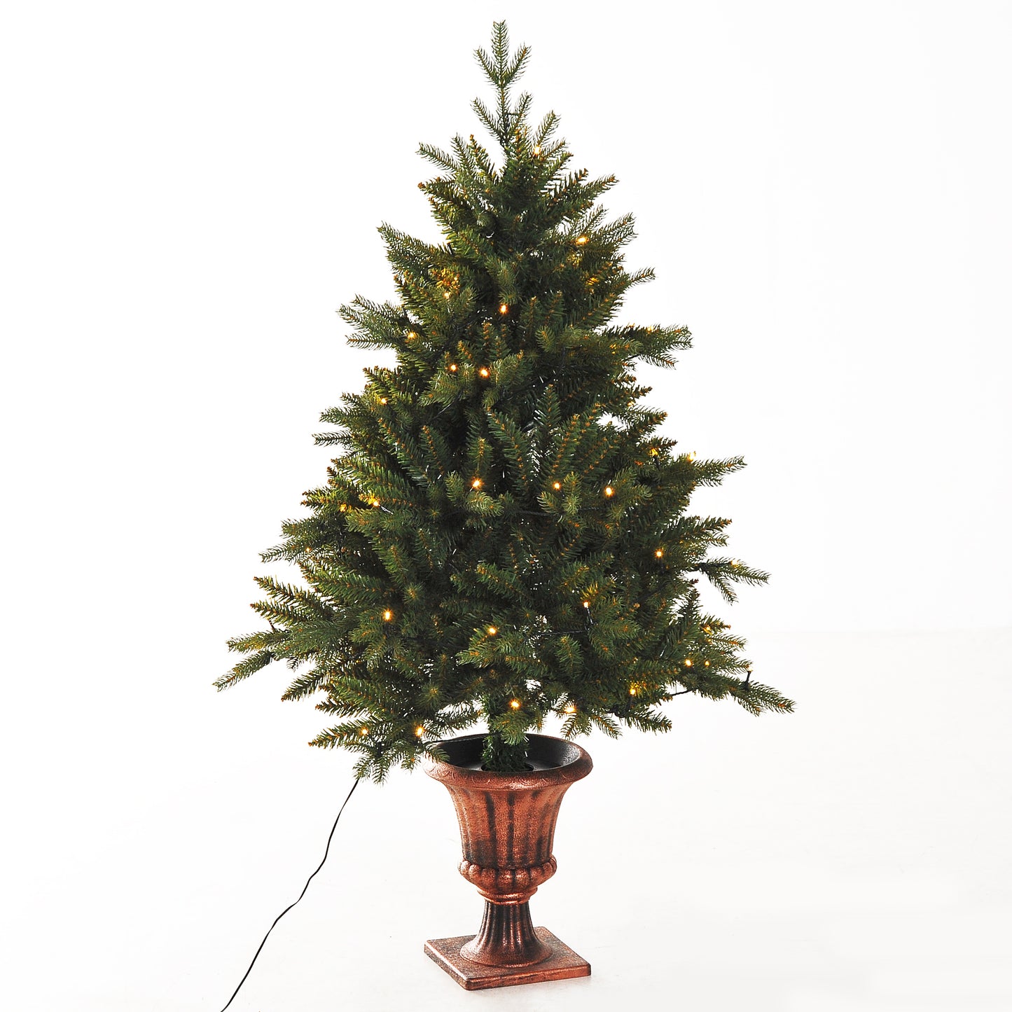 HOMCOM 4FT Pre-Lit Artificial Christmas Spruce Tree, Plastic Stand-Green