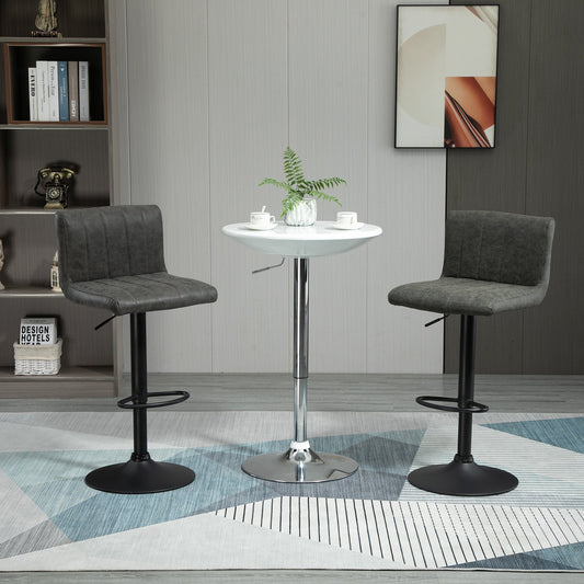 HOMCOM Barstools Set of 2 Adjustable Height Swivel PU Leather Counter Bar Chairs Grey