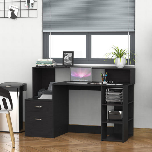 HOMCOM Computer Desk PC Table Wooden Workstation Executive Home Office Furniture Shelf