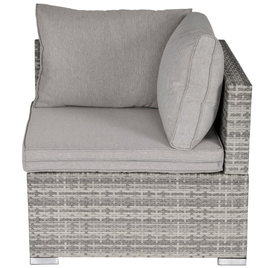 Outsunny PE Rattan Wicker Corner Sofa Garden Furniture Single Sofa Chair w/ Cushions, Grey